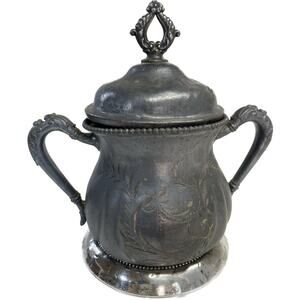 New Amsterdam Silver Co Quadruple Silver Plated 613 Sugar Bowl Spoon Rest Coaste